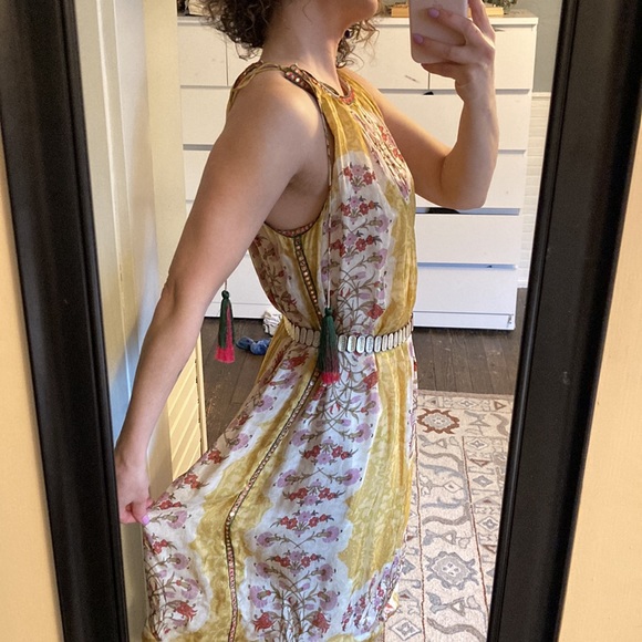 Anthropologie Yellow Floral Goddess Dress - Picture 2 of 12
